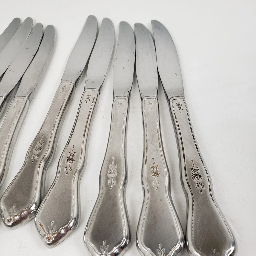 Oneida Profile Stainless Morning Blossom 47pc Floral Flatware Set With Serving